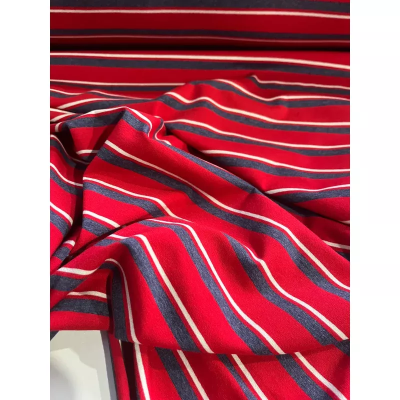 CLAUDY 020 viscose jersey stripes red/jeans