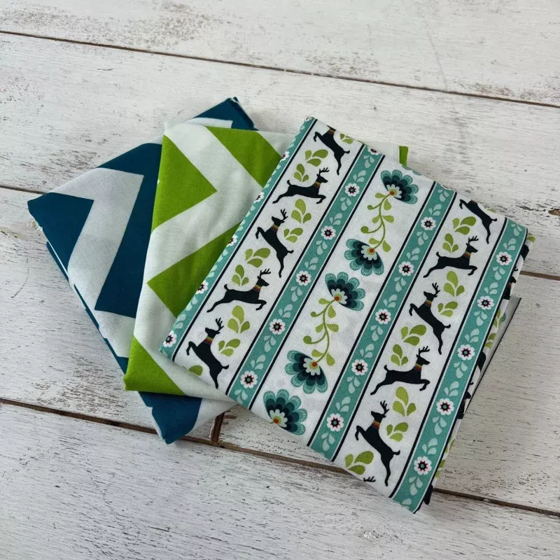 Clearance Fabric Bundle – Teal & Green – 3 Half Yard Cuts of Cotton Fabric