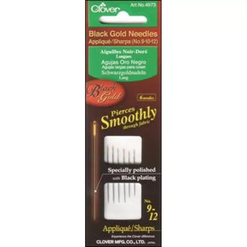 Clover Hand Needle Black Gold Applique #9,10,12