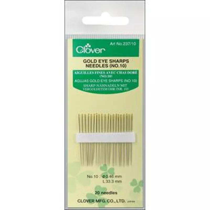 Clover Hand Needle Gold Eye Sharps #10 20pc