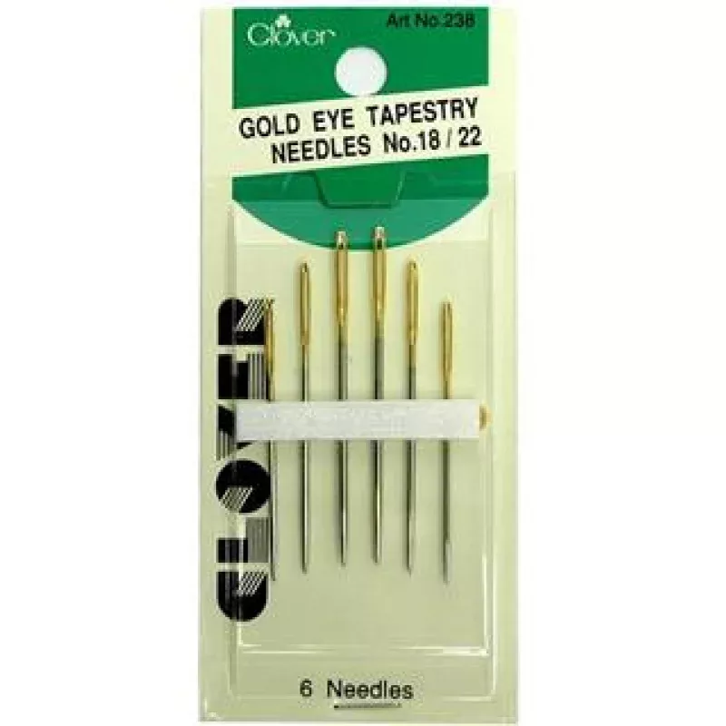 Clover Hand Needle Gold Eye Tapestry #18/22 6pc
