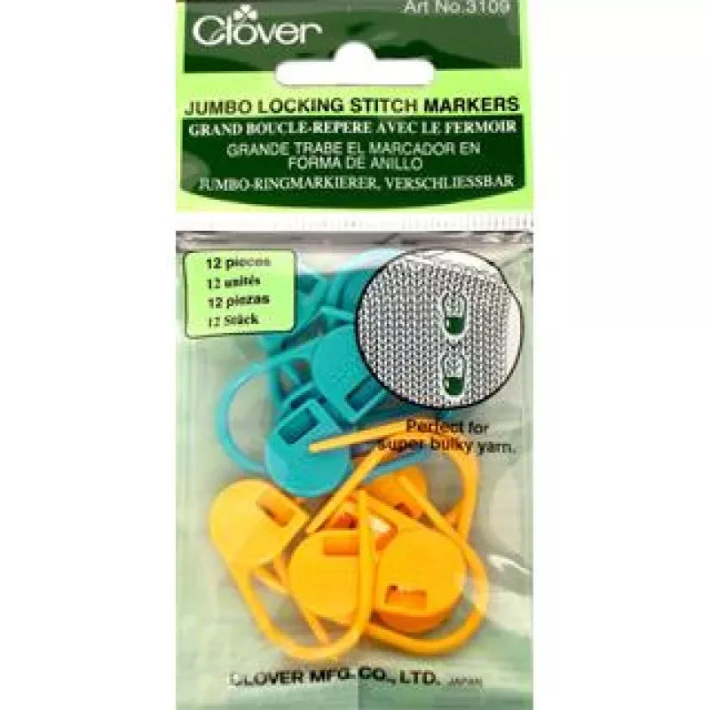 Clover Jumbo Locking Stitch Markers 12pc