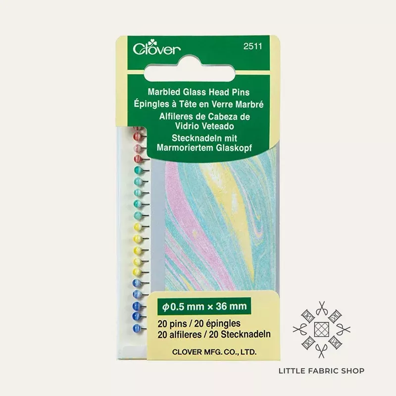 Clover Marbled Glass Head Pins | 0.5mm | 20 Pins