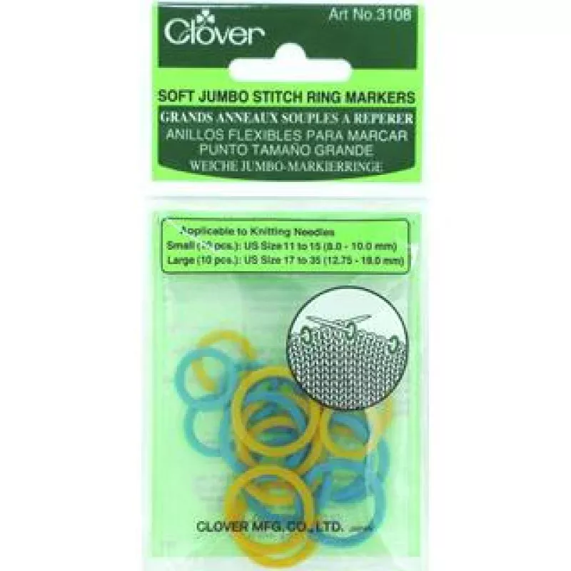 Clover Soft Jumbo Stitch Ring Markers 20pc