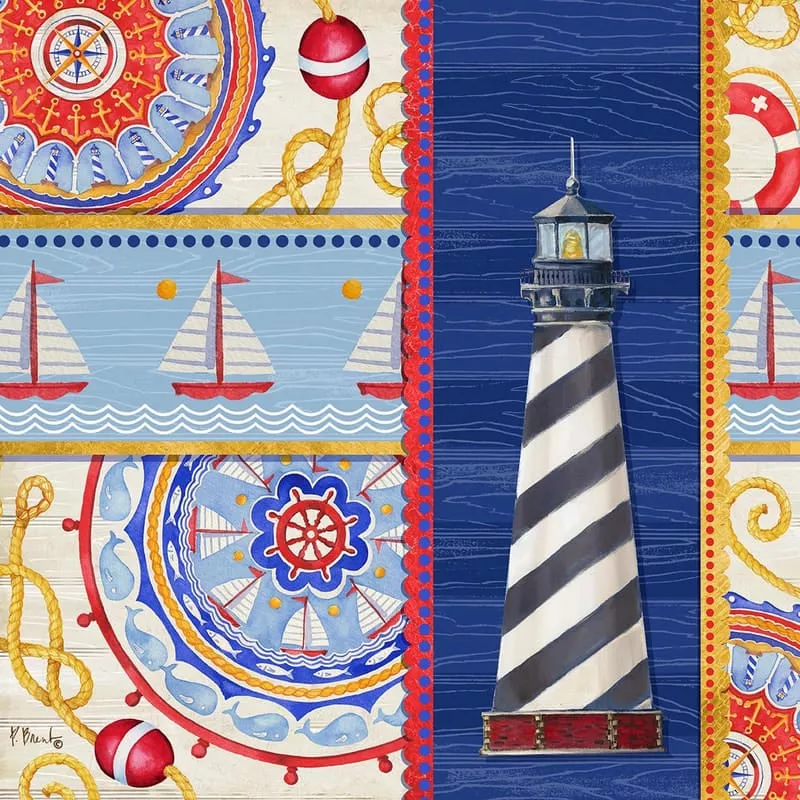 The Collection Designs – Nautical Suzani Collage IV Lighthouse