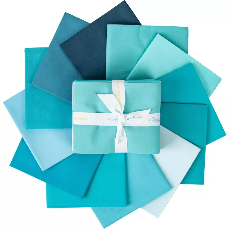 Confetti CottonsPrecut FabricFat Quarter Bundle12 Pieces – Aqua
