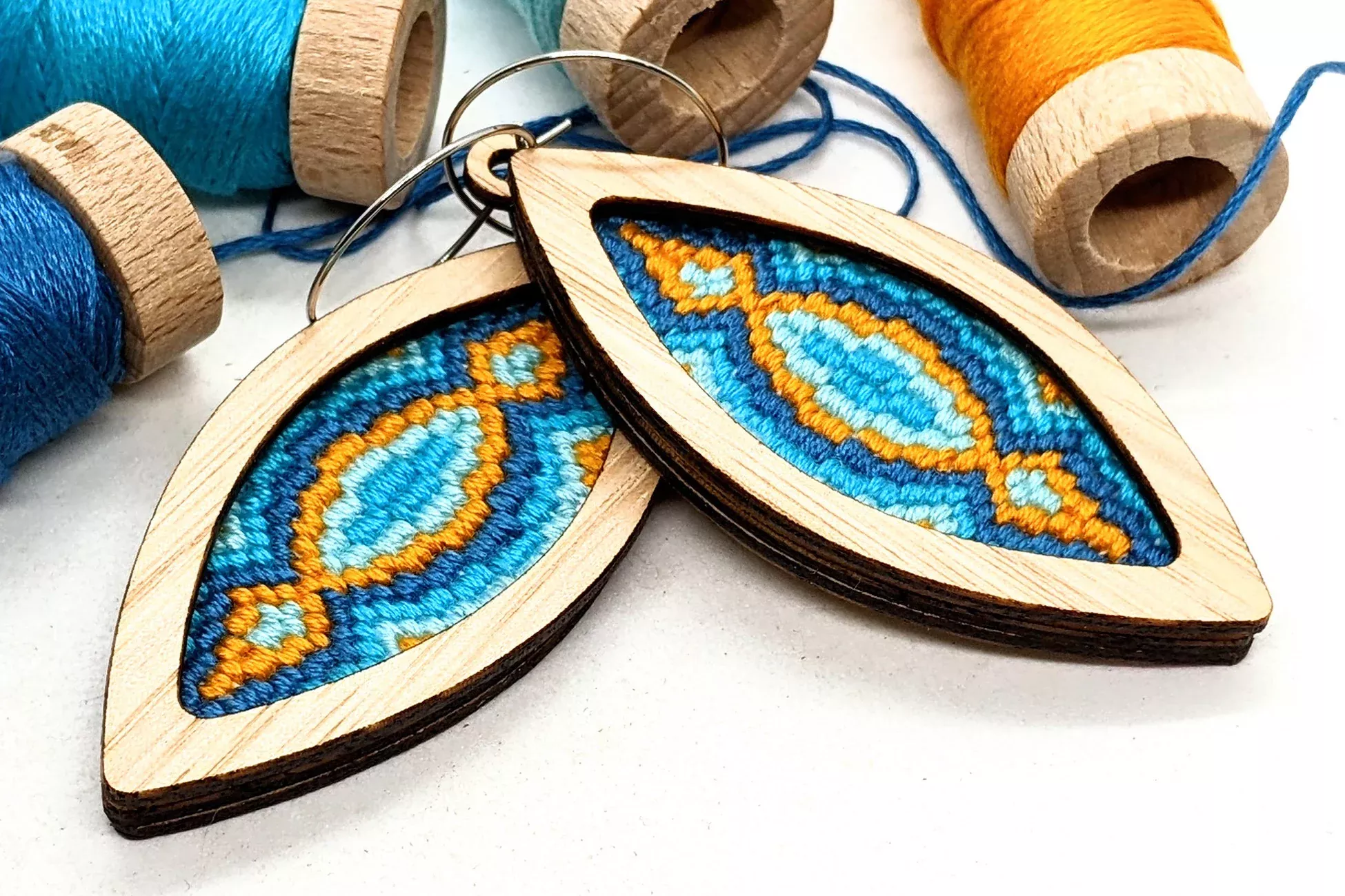 Convergence Bargello Earrings Eucalypt