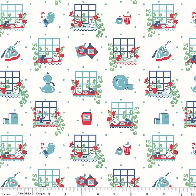 Cook Book Cottage Window Yardage by Lori Holt for Riley Blake Designs