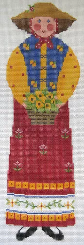Cooper Oaks – Yellow/Red Lady w/Basket of Flowers