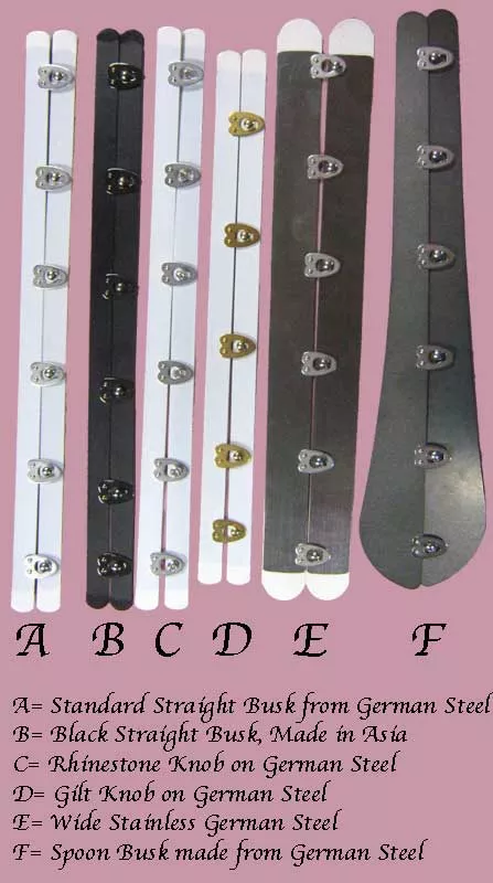 Corset Busk - White Busk with Antique Brass Knobs - various lengths