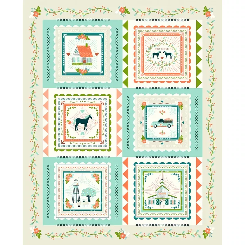 Cottage Farm Ivory Panel by Judy Jarvi for Windham Fabrics