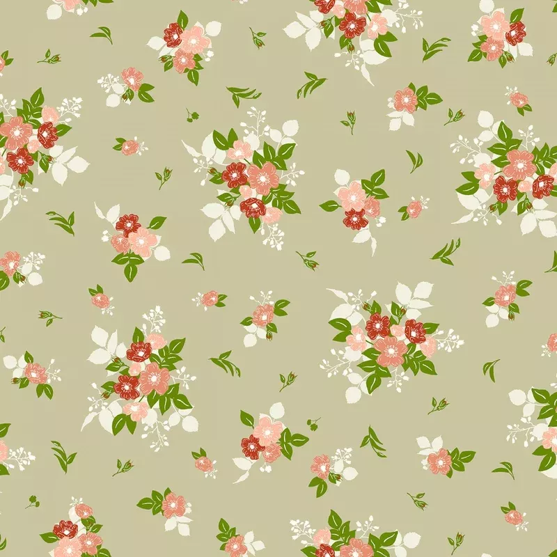 Cottage Farm Natural Wild Rose Yardage by Judy Jarvi for Windham Fabrics