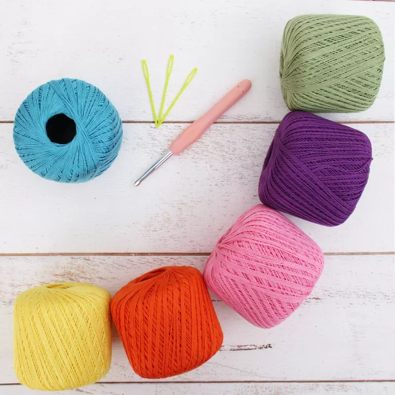 Cotton Crochet Thread Set – Confetti Colors – Size 10 – Six 175 Yd Balls