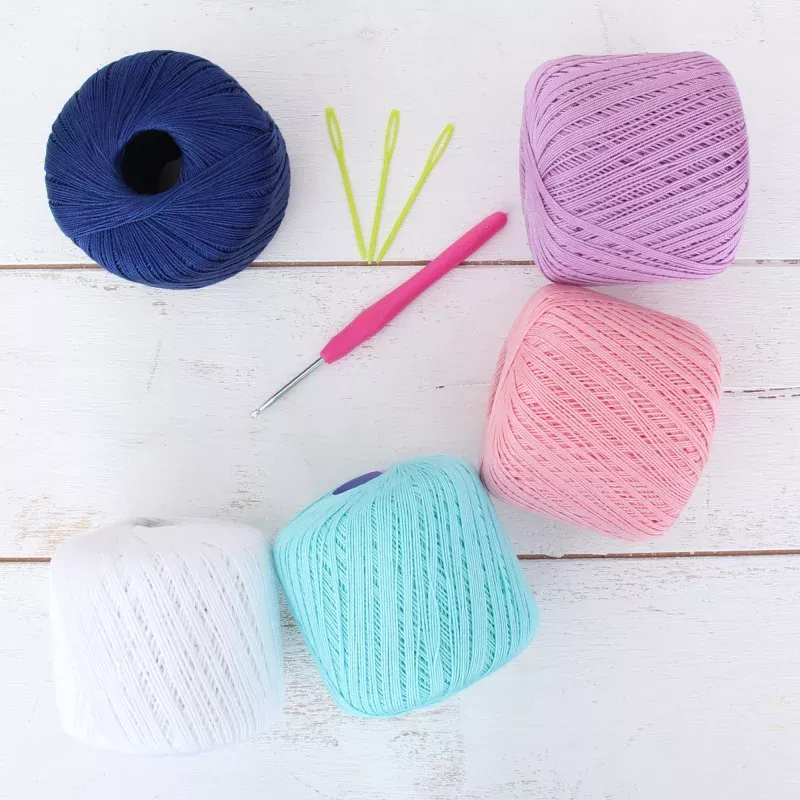 Cotton Crochet Thread Set – Cupcake Colors – Size 10 – Five 175 Yd Balls