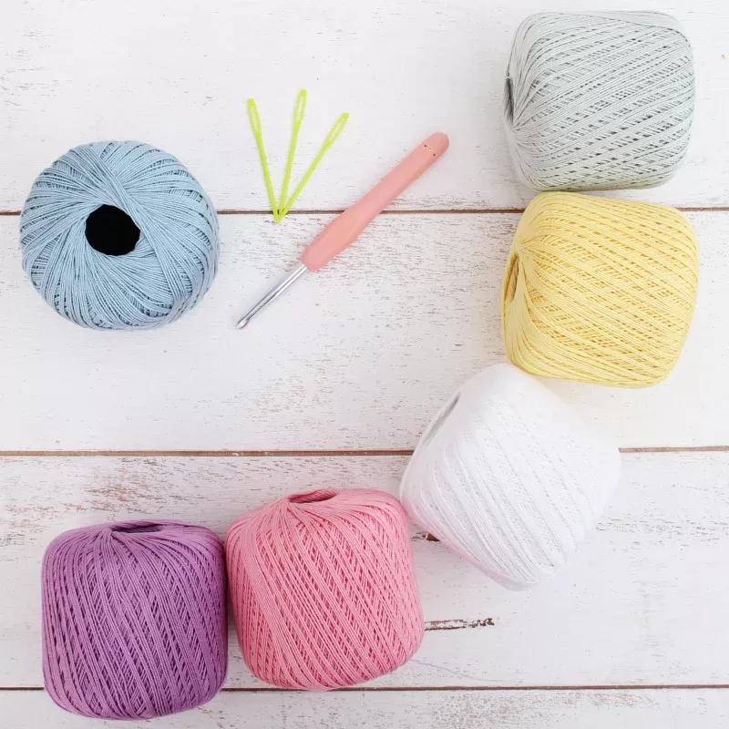 Cotton Crochet Thread Set – Frosting Colors – Size 3 – Six 140 Yd Balls