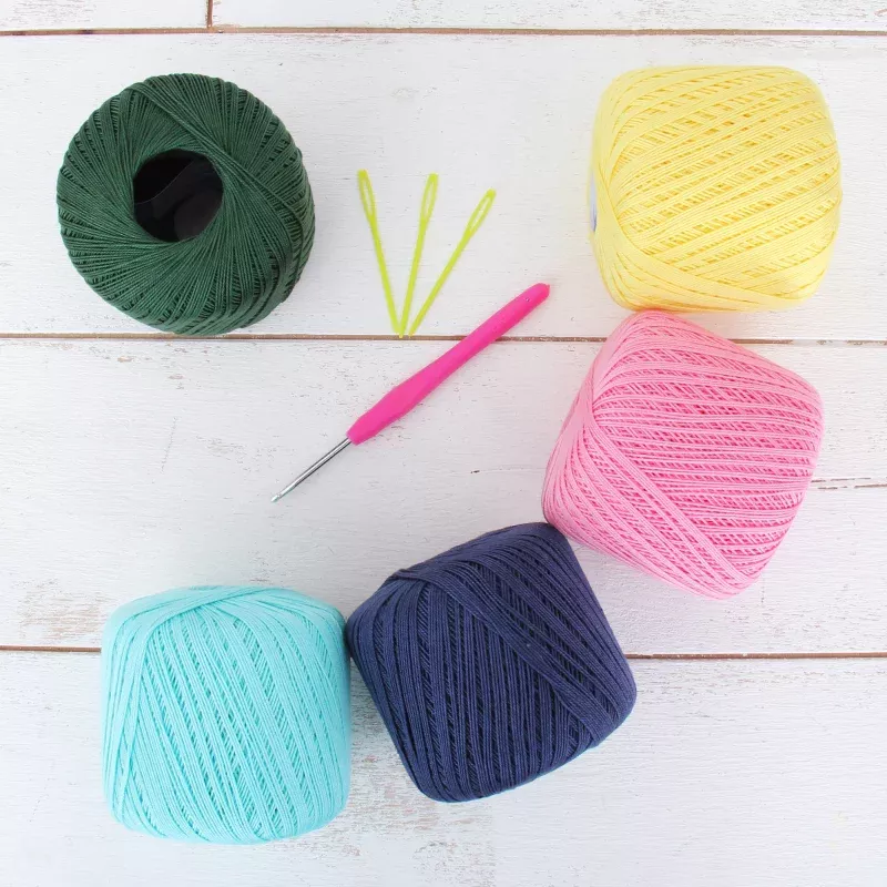 Cotton Crochet Thread Set – Spring Colors – Size 3 – Five 140 Yd Balls