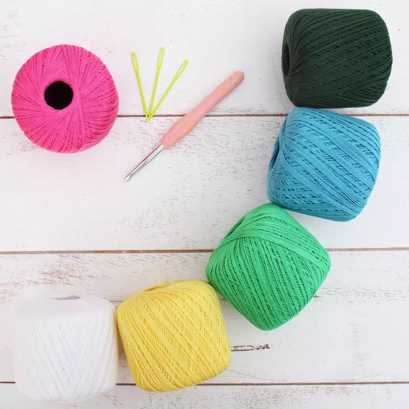 Cotton Crochet Thread Set – Spring Flower Colors – Size 3 – Six 140 Yd Balls