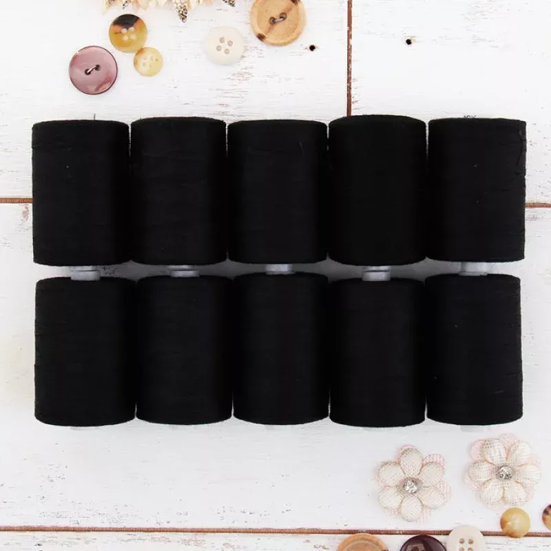 Cotton Quilting Thread Set – 10 Black Spools – 1000 Meters