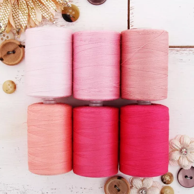Cotton Quilting Thread Set – 6 Pink Tones – 1000 Meters