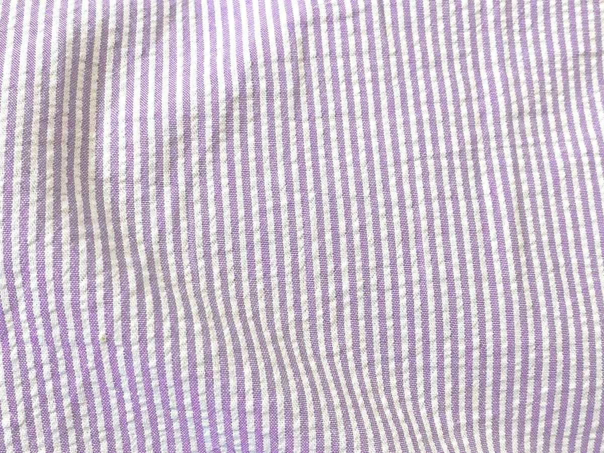 Cotton Seersucker Fabric - Lavender-White Stripe