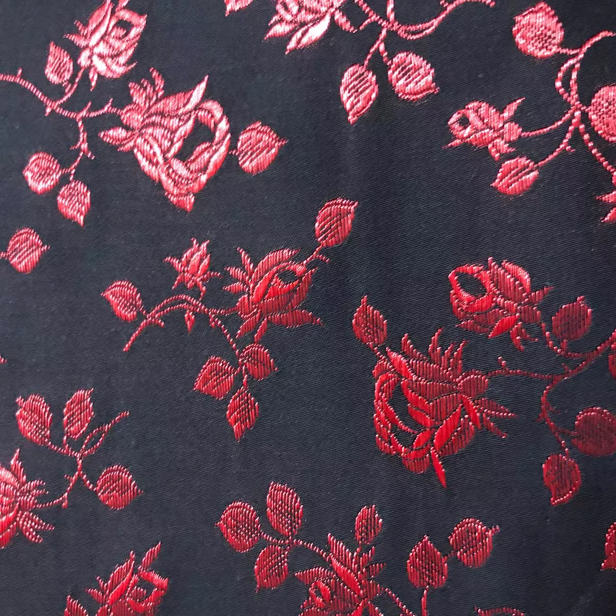 Coutil - Black and Red Brocade Corseting Fabric