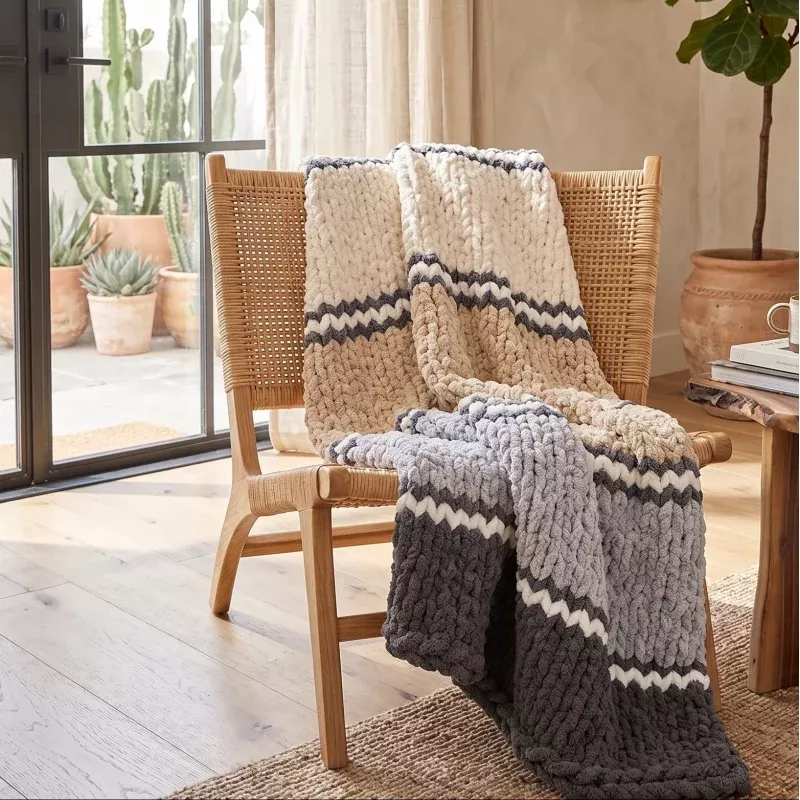 Cozy Neutrals Jumbo Blanket Yarn Set – 8 Skein Chunky Chenille Yarn
