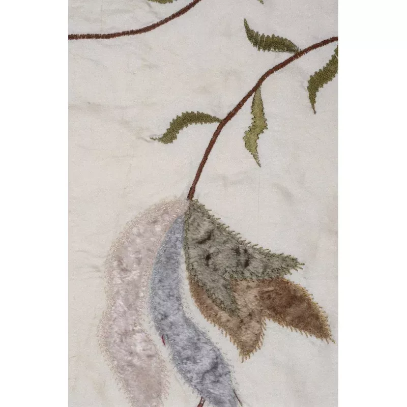 Cream Embroidered Taffeta Silk 502 Fabric