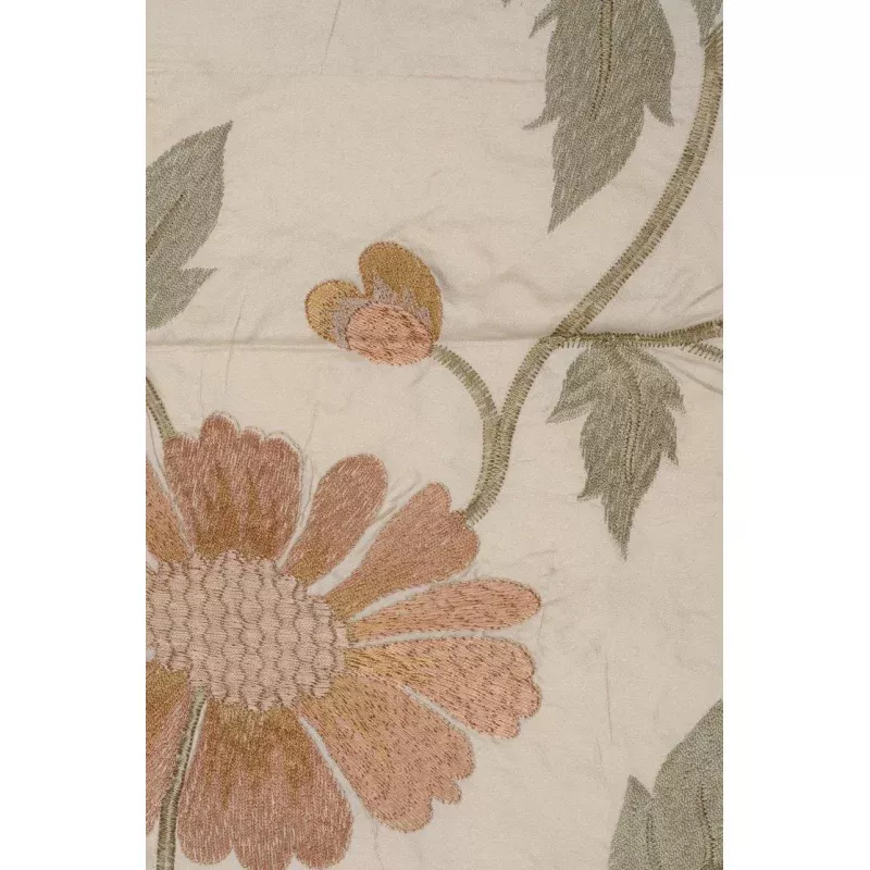 Cream Embroidered Taffeta Silk 505 Fabric