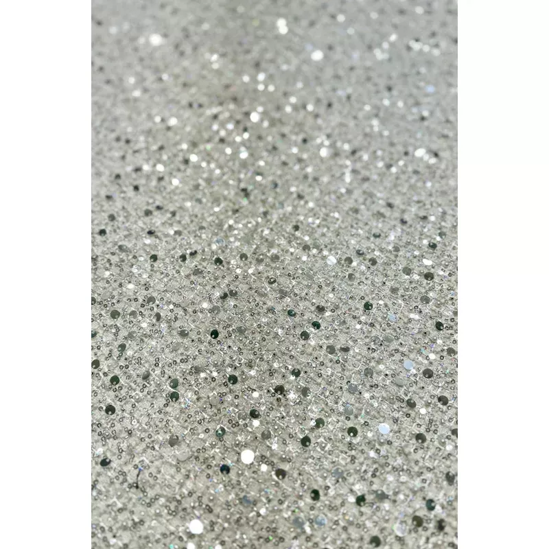 Cream White Embroidered Tweed Fabric