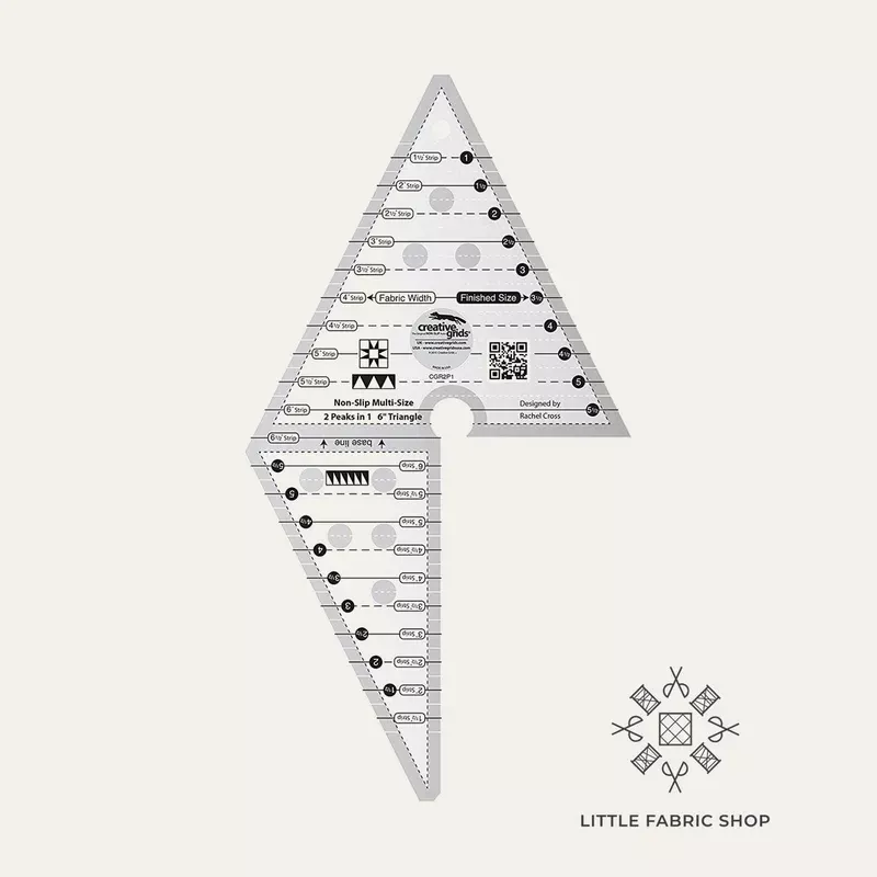 Creative Grids | 2 Peaks in 1 6″ Triangle | Measuring & Cutting Template