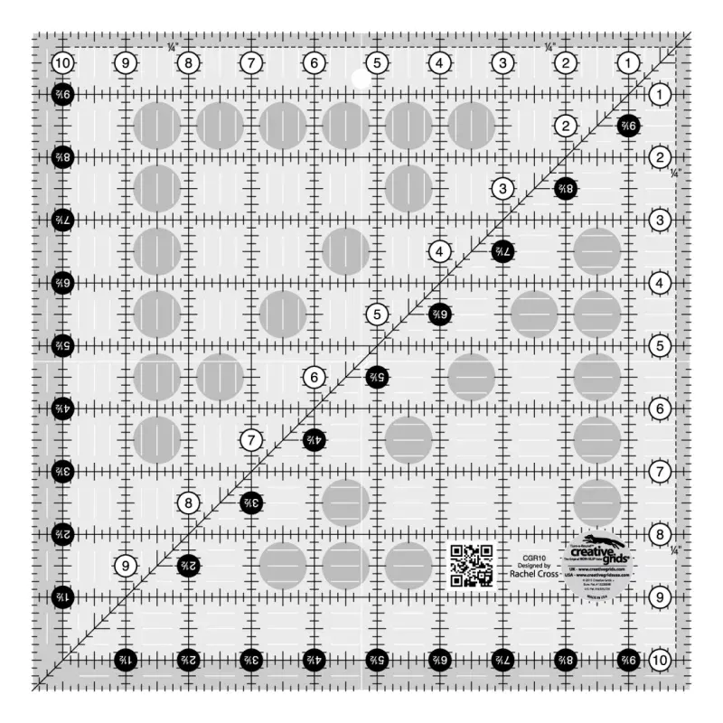 Creative Grids Quilt Ruler 10-1 /2in x 10-1 /2in Square