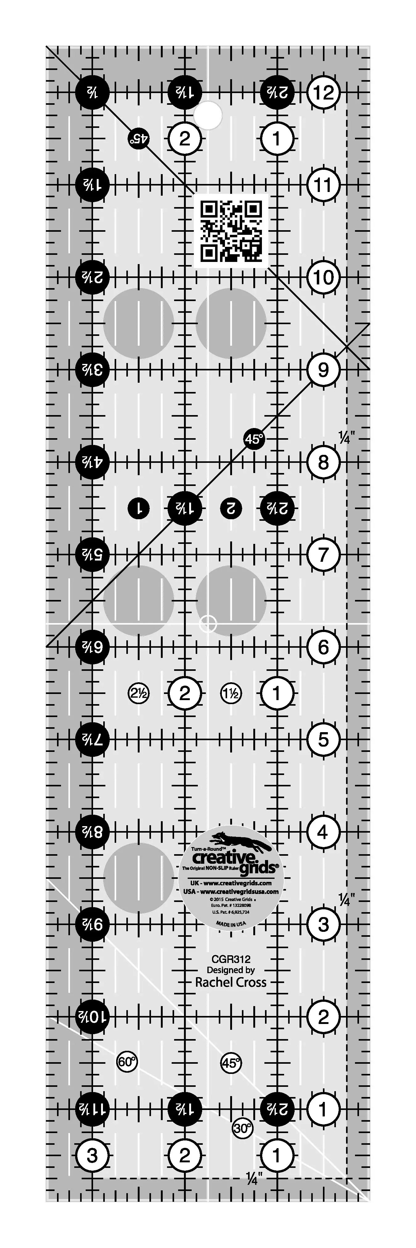 Creative Grids Quilt Ruler 3-1 /2in x 12-1 /2in Rectangle