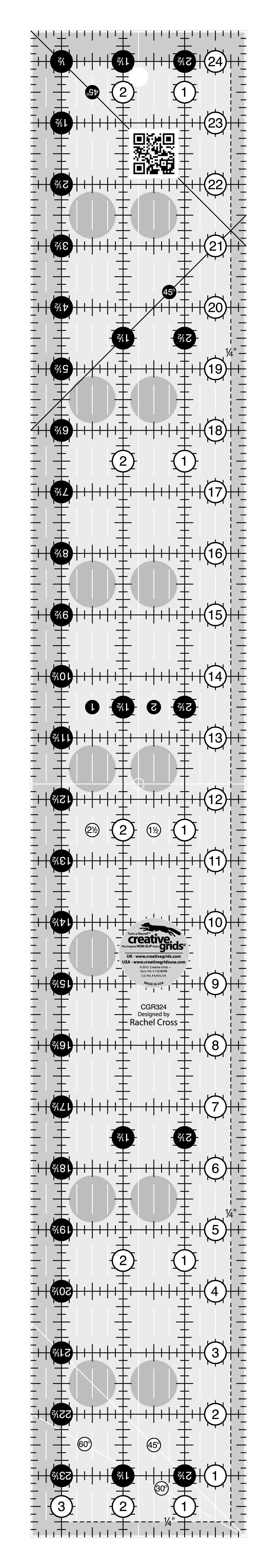 Creative Grids Quilt Ruler 3-1 /2in x 24-1 /2in Rectangle