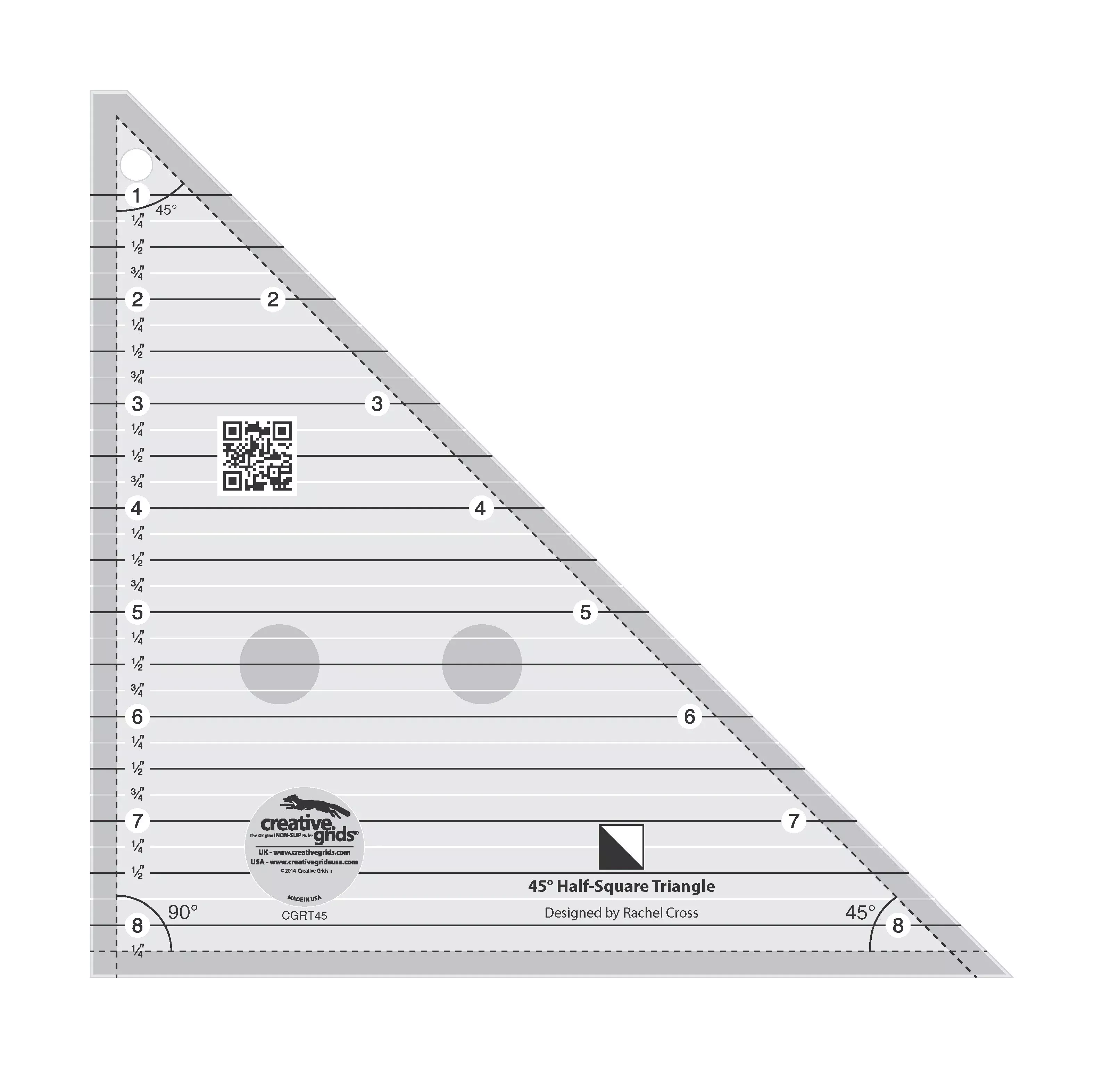 Creative Grids Quilt Ruler 45 Degree Half-Square 8-1 /2in Triangle