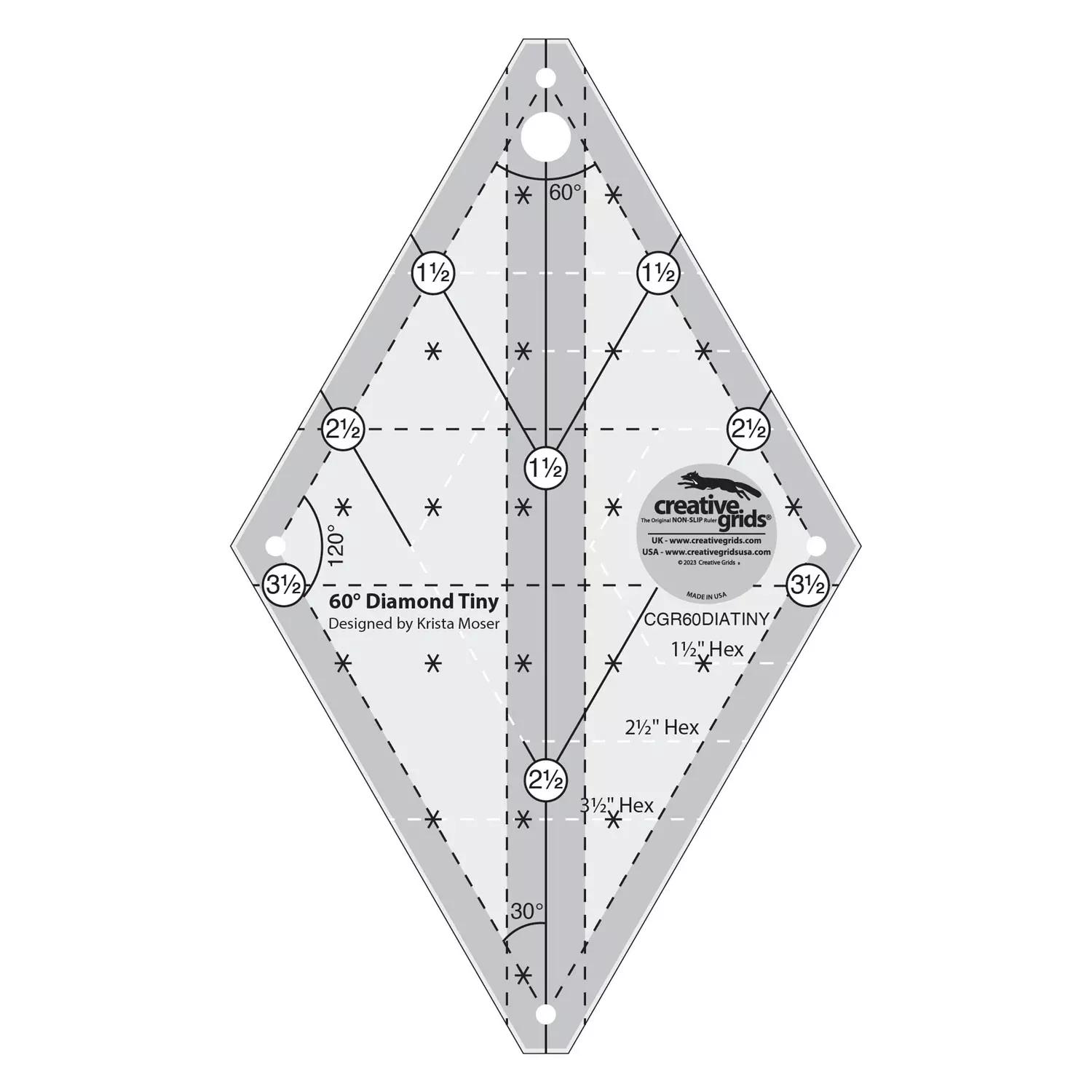 Creative Grids Quilt Ruler 60 Degree Tiny Diamond