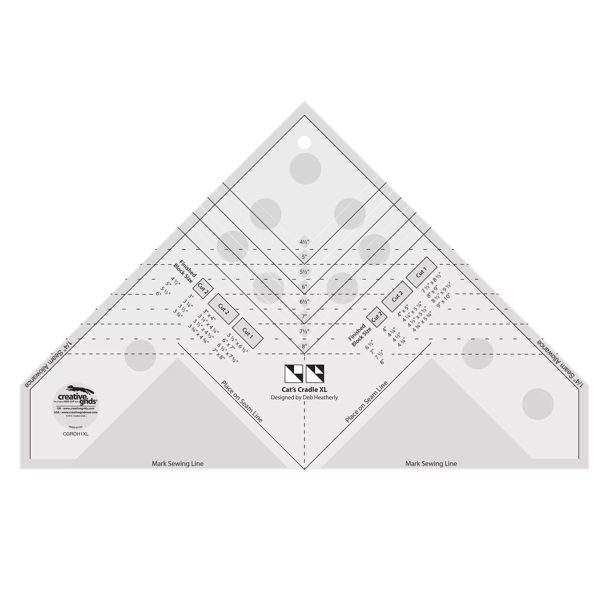 Creative Grids Quilt Ruler Cat's Cradle Ruler XL Tool