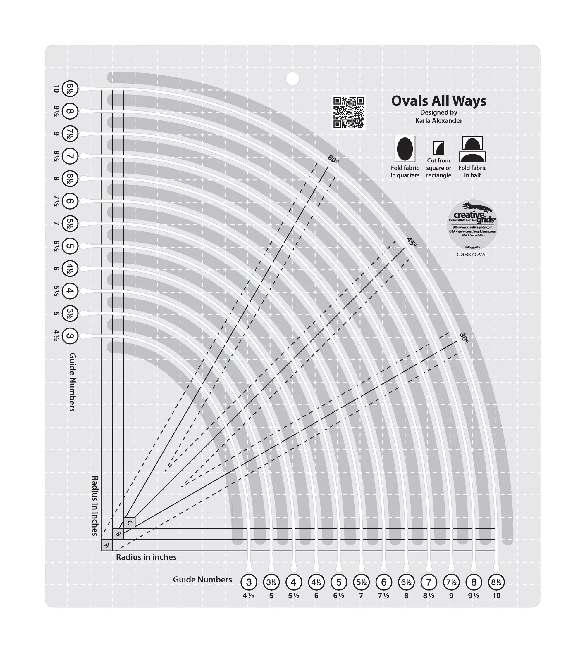 Creative Grids Quilt Ruler Ovals All Ways