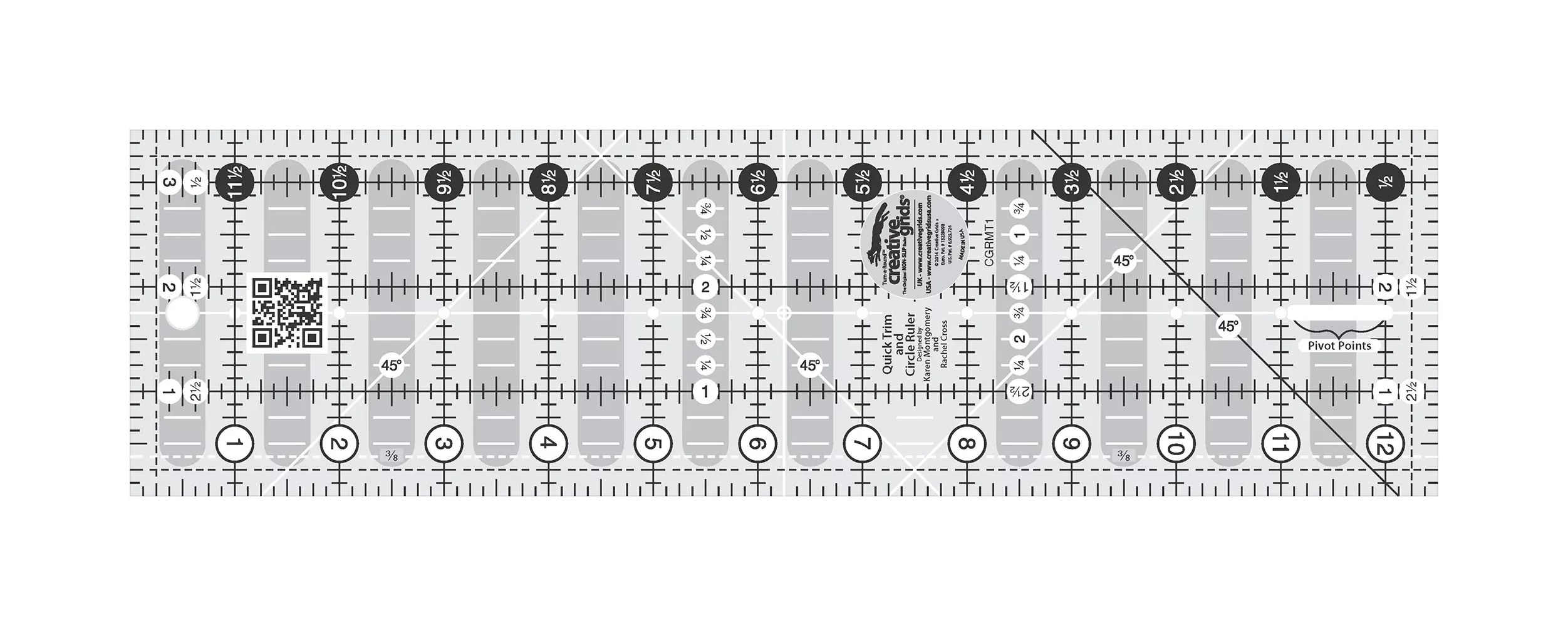 Creative Grids Quilt Ruler Quick Trim 3-1 /2in X 12-1 /2in Rectangle