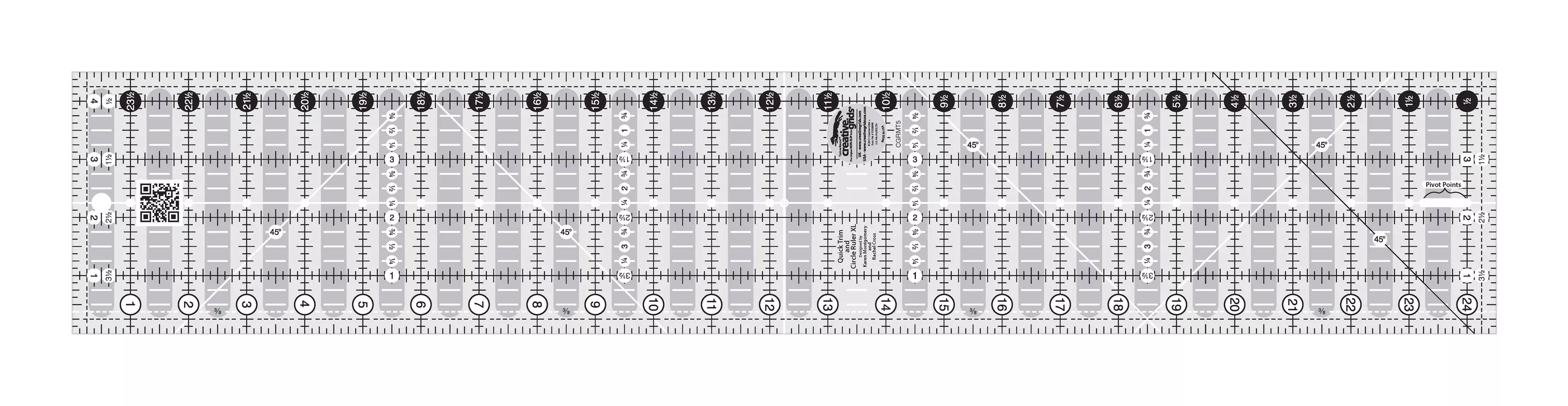 Creative Grids Quilt Ruler Quick Trim Two 4-1 /2in x 24-1 /2in Rectangle