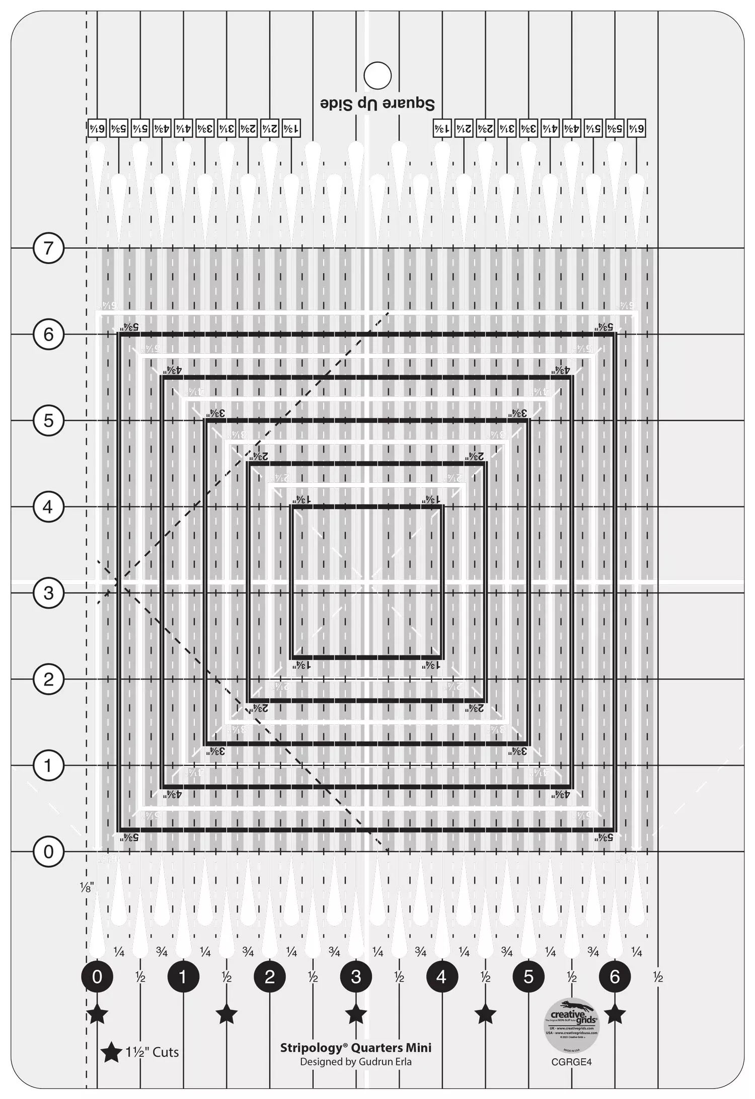Creative Grids Quilt Ruler Stripology Quarters Mini