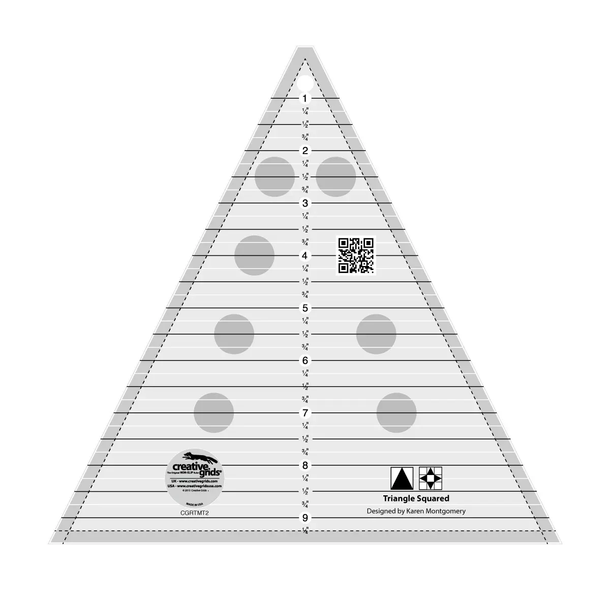 Creative Grids Quilt Ruler Triangle Squared Ruler 9-1 /2in Triangle