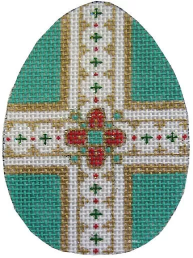 Creative Needle – Egg Ornament w/Cross Design, Aqua