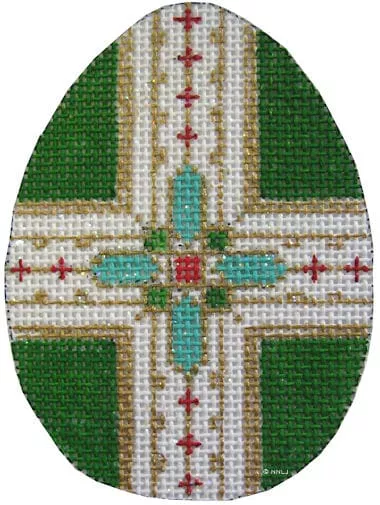 Creative Needle – Egg Ornament w/Cross Design, Green