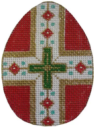 Creative Needle – Egg Ornament w/Cross Design, Red