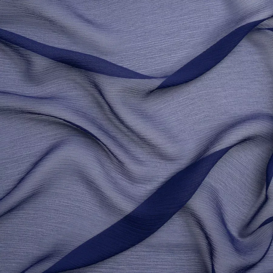Crinkled Silk Chiffon – Estate Blue – Premium Collection Fabric