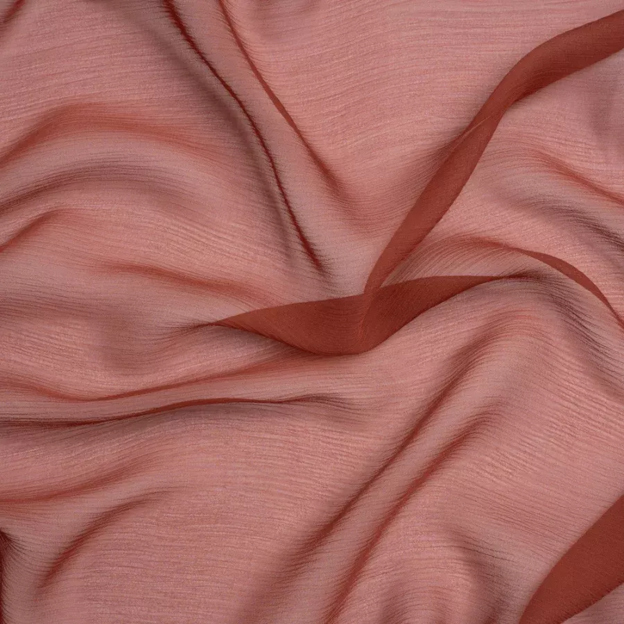 Crinkled Silk Chiffon – Mahogany – Premium Collection Fabric
