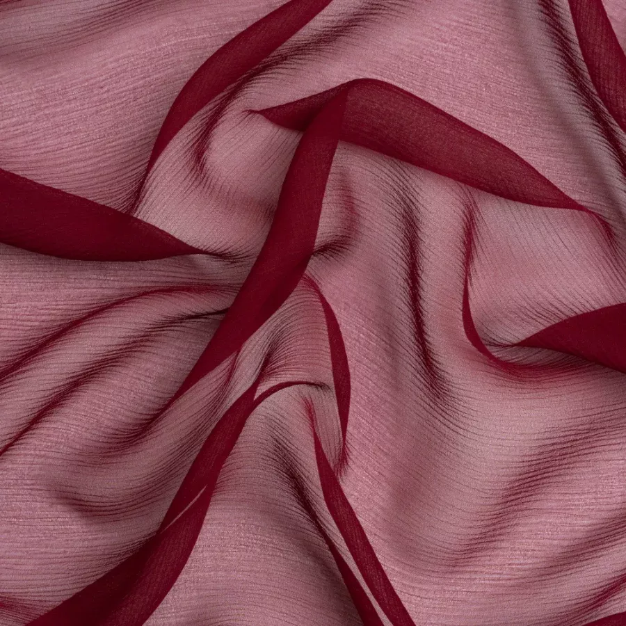 Crinkled Silk Chiffon – Maroon – Premium Collection Fabric