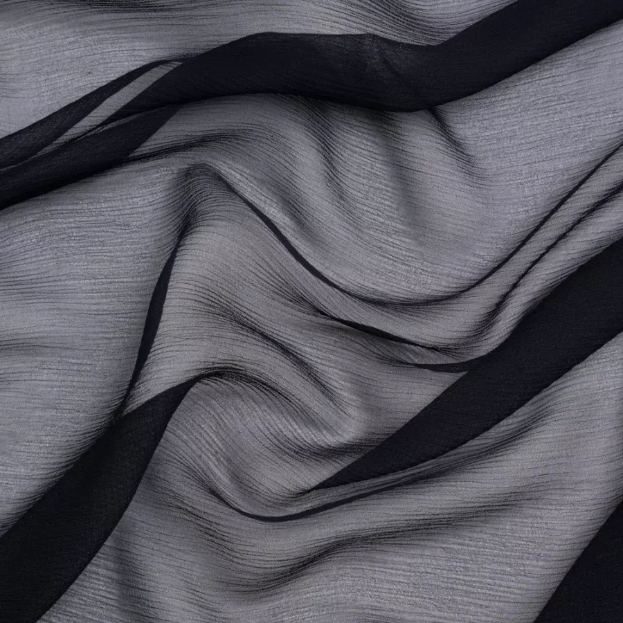 Crinkled Silk Chiffon – Midnight – Premium Collection Fabric