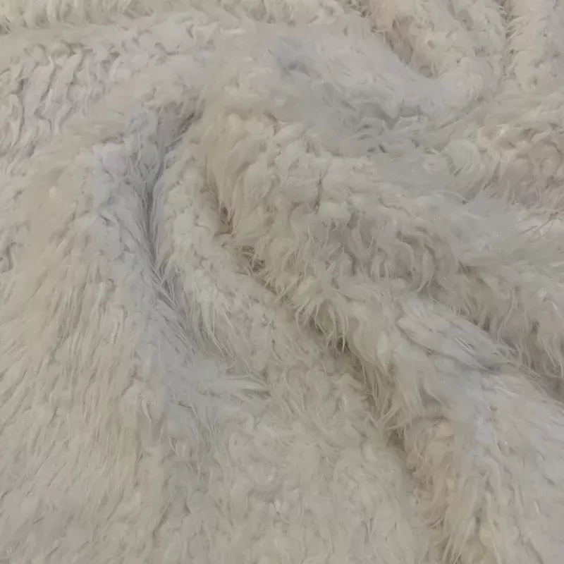 Cuddle Luxe Faux Fur Fabric Llama - White