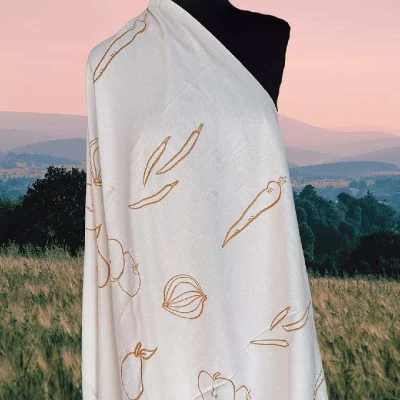 Damaged Remnants – Wild Harvest in Natural – Custom Embroidery on Cotton Canvas